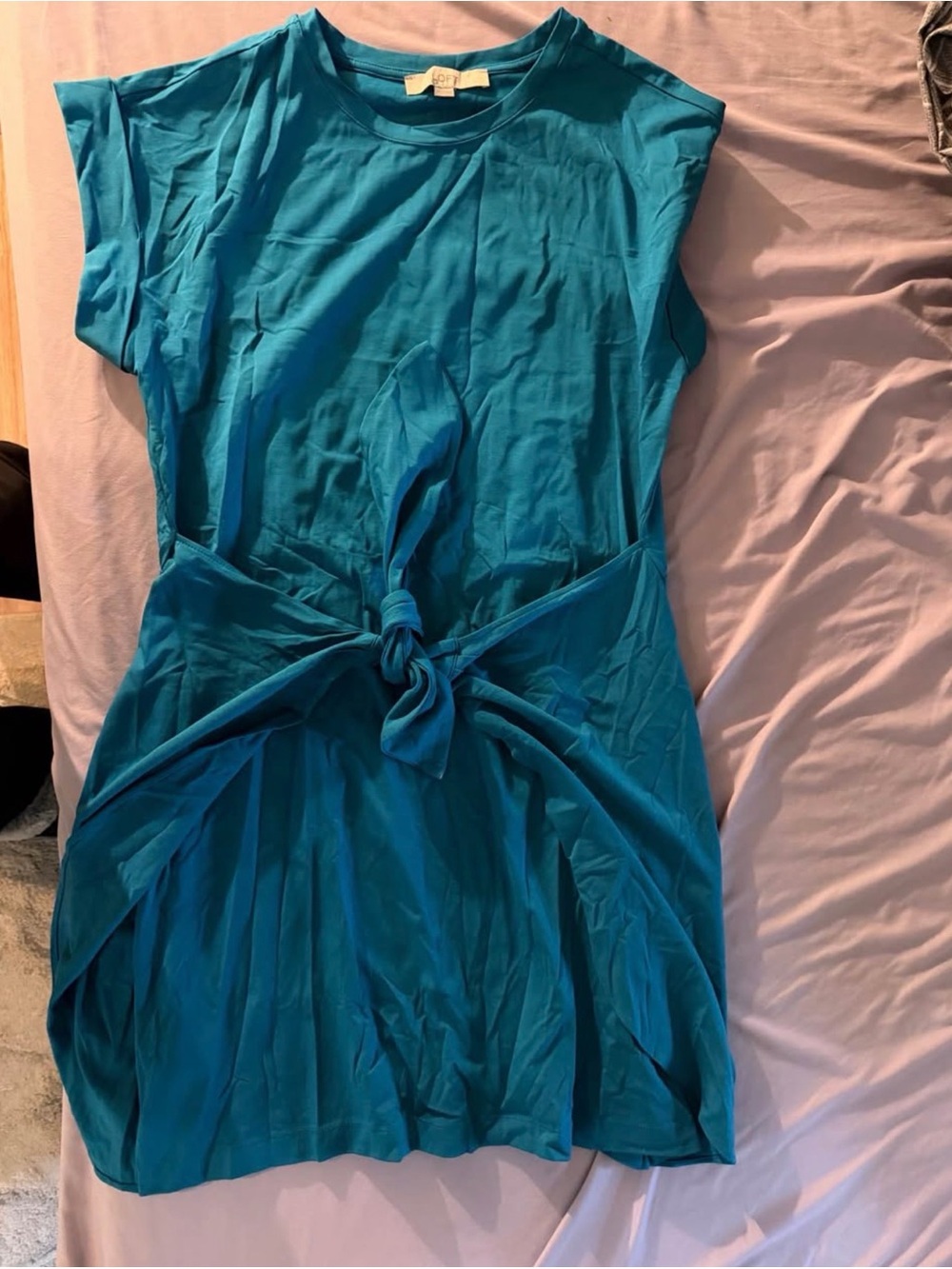 LOFT Teal Knot-Front Dress